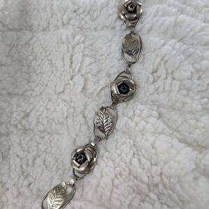 Vintage Sterling Silver Sterling Lane Rose Filigree Bracelet